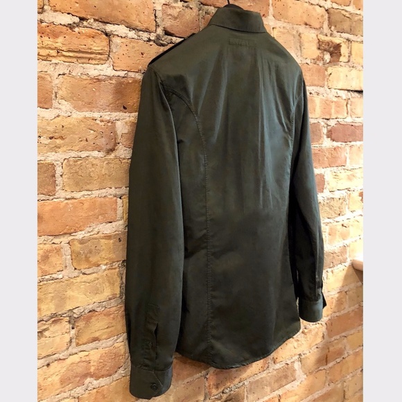 FRENCH CONNECTION Men's Khaki Green Military Shirt FCUK Small - Picture 10 of 13